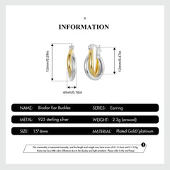 Bicolor Gold & Silver Earring - 925 sterling silver - fathyibrahim