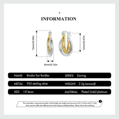 Bicolor Gold & Silver Earring - 925 sterling silver - fathyibrahim