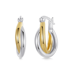 Bicolor Gold & Silver Earring - 925 sterling silver - fathyibrahim
