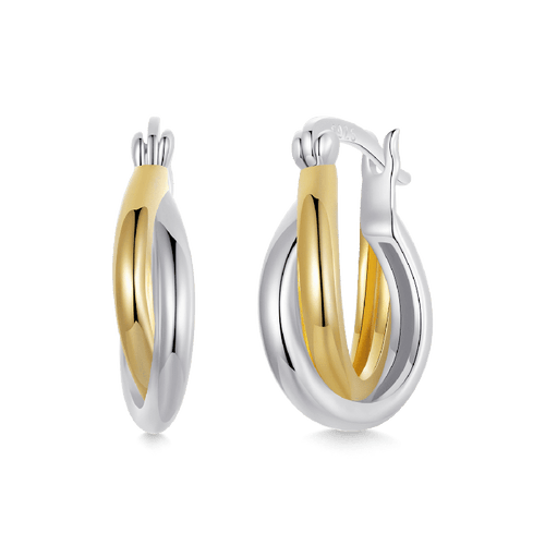 Bicolor Gold & Silver Earring - 925 sterling silver - fathyibrahim