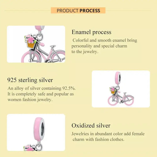 Bicycle 925 Silver Charm - Pink