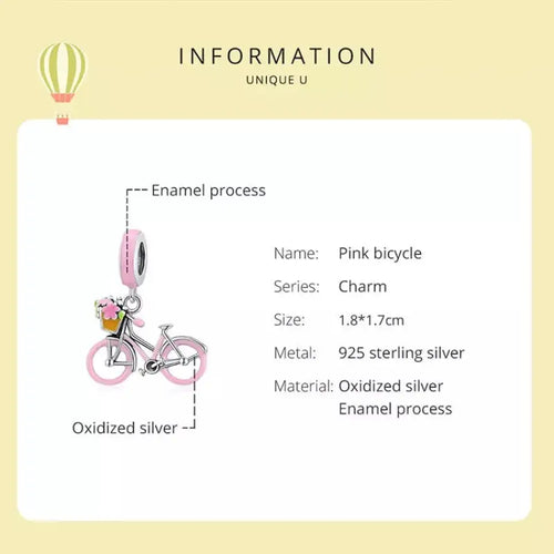 Bicycle 925 Silver Charm - Pink