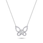 Big Zircon butterfly necklace - 925 sterling silver - Transparent - NECKLACES