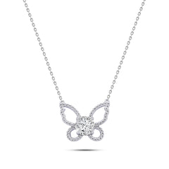 Big Zircon butterfly necklace - 925 sterling silver - Transparent - NECKLACES