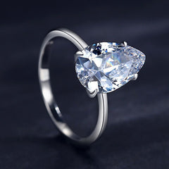 925 silver ring featuring a large pear-shaped zircon stone, perfect for an elegant touch.