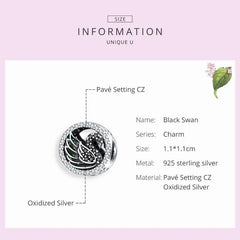 Black Swan 925 Silver Charm - White