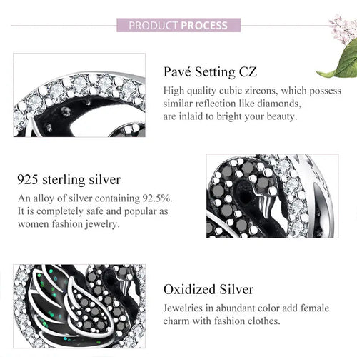 Black Swan 925 Silver Charm - White