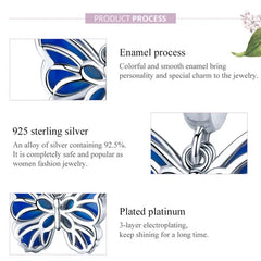 Blue Butterfly 925 Silver Charm/Pendant - Blue