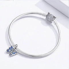 Blue Butterfly 925 Silver Charm/Pendant - Blue