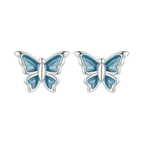 Blue Butterfly 925 Silver Earring - Turquoise