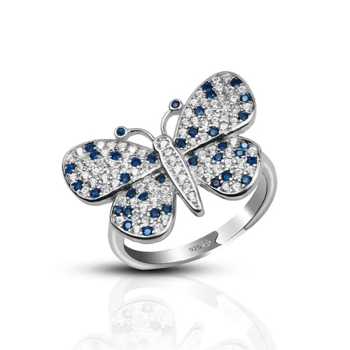 Blue Butterfly - 925 Silver Ring - Multi Color / 7 - Rings