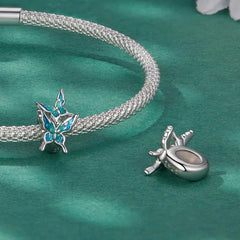 Blue butterfly pendant charm - 925 silver - Blue