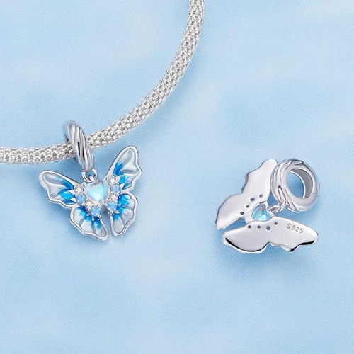 Blue butterfly-shaped charm - 925 sterling silver - Blue