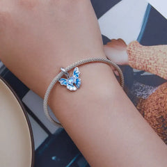 Blue butterfly-shaped charm - 925 sterling silver - Blue