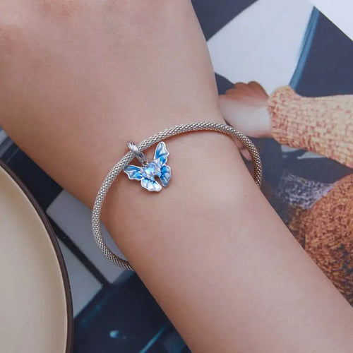 Blue butterfly-shaped charm - 925 sterling silver - Blue