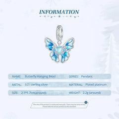 Blue butterfly-shaped charm - 925 sterling silver - Blue