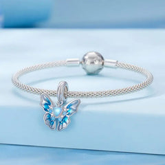 Blue butterfly-shaped charm - 925 sterling silver - Blue