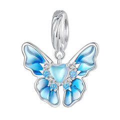 Blue butterfly-shaped charm - 925 sterling silver - Blue