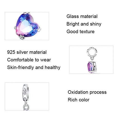 Blue Heart 925 Silver Charm - Blue
