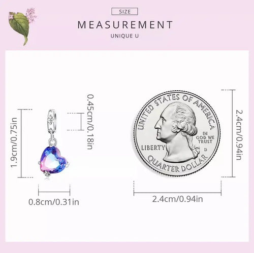Blue Heart 925 Silver Charm - Blue