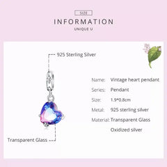 Blue Heart 925 Silver Charm - Blue
