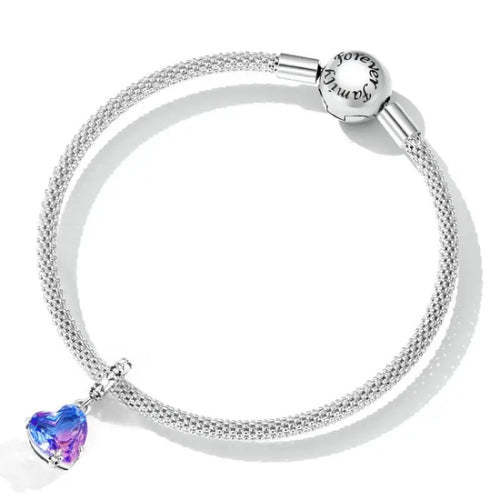 Blue Heart 925 Silver Charm - Blue