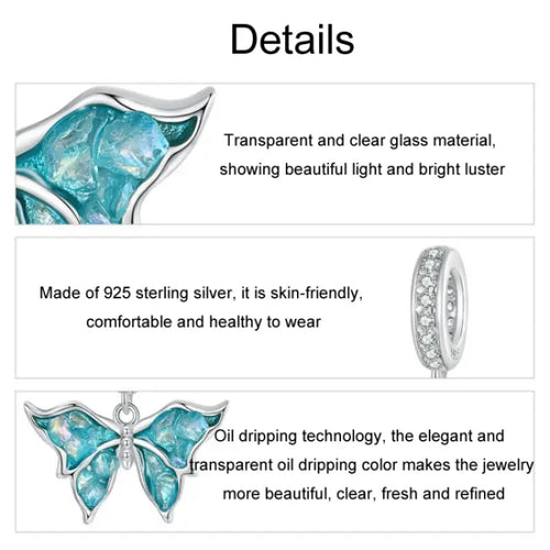 Blue Morpho Pendant - 925 sterling silver - Multi Color