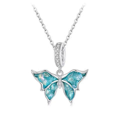 Blue Morpho Pendant - 925 sterling silver - Multi Color