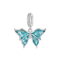 Blue Morpho Pendant - 925 sterling silver - Multi Color