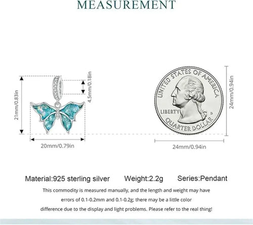 Blue Morpho Pendant - 925 sterling silver - Multi Color