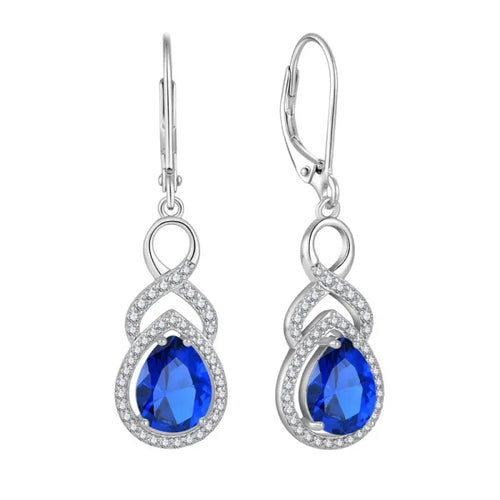 Blue Shiny Zircon 925 Silver Earrings - Blue