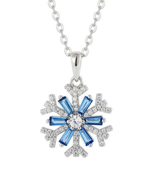 Blue snowflake Neklace 925 Sterling Silver - Multi Color - NECKLACES