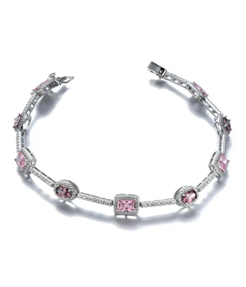 Bracelet Designed with pink stones 925 Sterling Silver - Pink - Bracelets