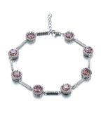 Bracelet with a circles adorned with pink Zircon Stones 925 Sterling Silver - Pink - Bracelets