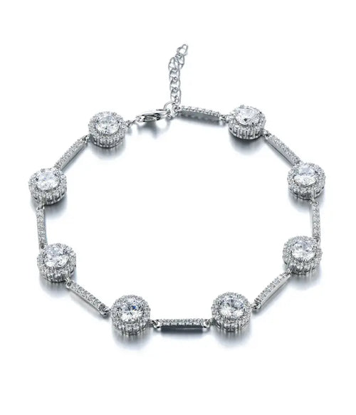 Bracelet with circles adorned with zircon stones 925 sterling silver - Transparent - Bracelets