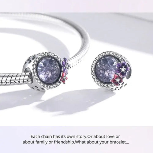 Bright Flower 925 Silver Charm - Multi Color