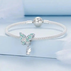 Butterfly 925 Silver Charm - Aquamarine - Aquamarine