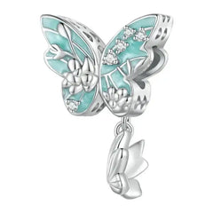 Butterfly 925 Silver Charm - Aquamarine - Aquamarine