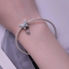 Butterfly 925 Silver Charm - Aquamarine - Aquamarine