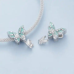 Butterfly 925 Silver Charm - Aquamarine - Aquamarine