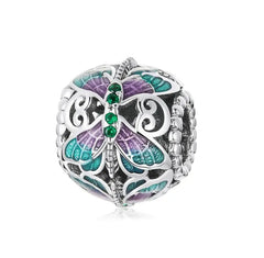 Butterfly 925 Silver Charm - Multi Color