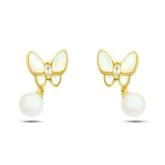 Butterfly 925 Silver Earring - White