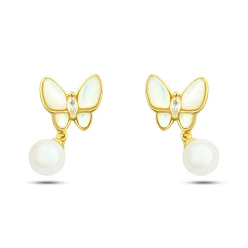 Butterfly 925 Silver Earring - White