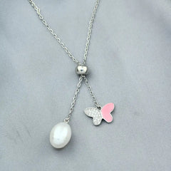 Butterfly 925 Silver Necklace - Multi Color - NECKLACES