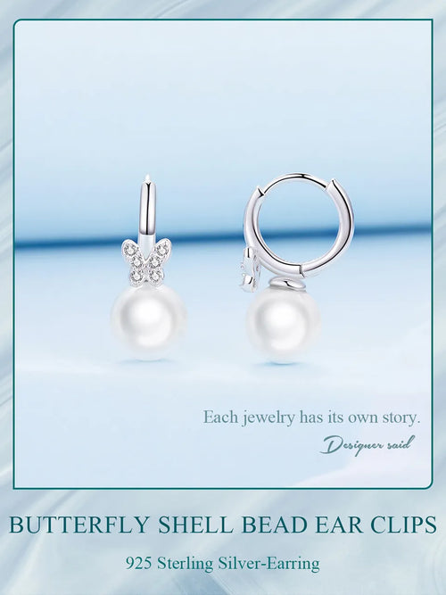 Butterfly Shell 925 Silver Earing - fathyibrahim