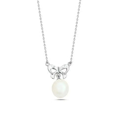 Butterfly and pearl 925 Silver Necklace - White - NECKLACES