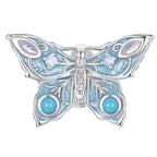 Butterfly Charm - 925 Sterling Silver - Light-Blue