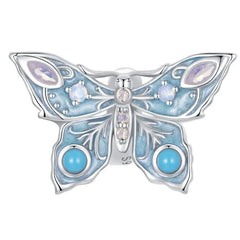 Butterfly Charm - 925 Sterling Silver - Light-Blue