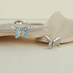 Butterfly Charm - 925 Sterling Silver - Light-Blue