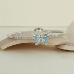 Butterfly Charm - 925 Sterling Silver - Light-Blue